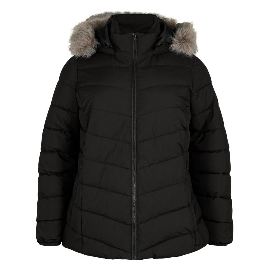 Zizzi Zizzi Winterjas Cajulia zwart -