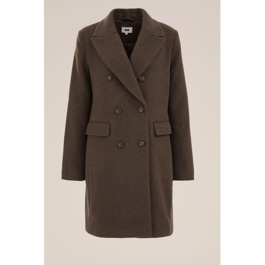 WE Fashion Dames jas van wolmix - Regular fit - Bruin - Maat: 34 Bruin