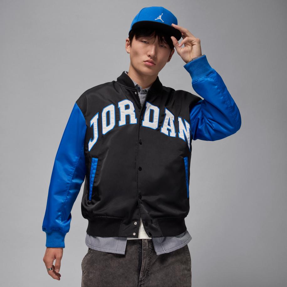Jordan Brooklyn varsityjack in collegestijl voor heren - Zwart Zwart