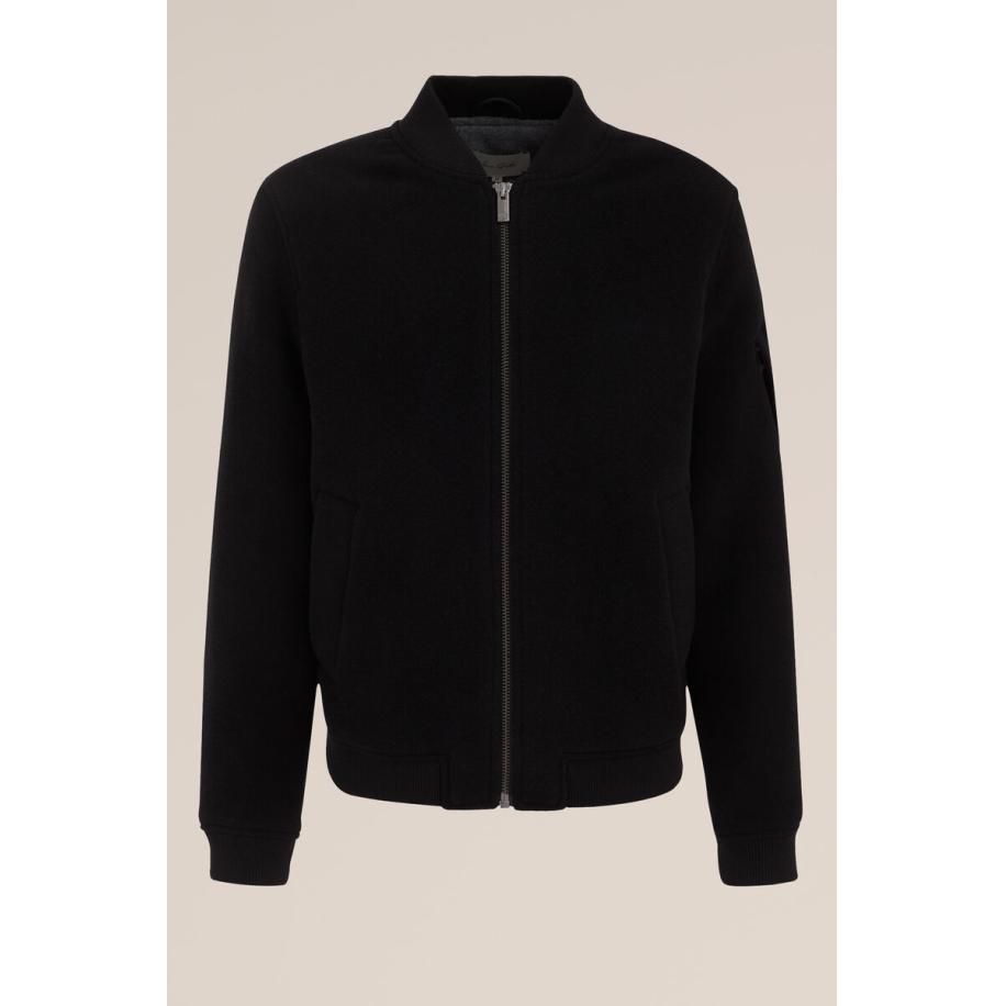 Van Gils heren Bomberjack van wolmix - Regular fit - Zwart - Wol - Maat: M Zwart