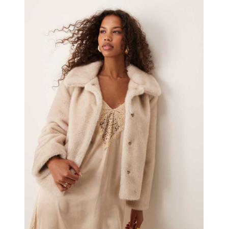 Abercrombie & Fitch Jas van borg met kraag in beige-Neutraal