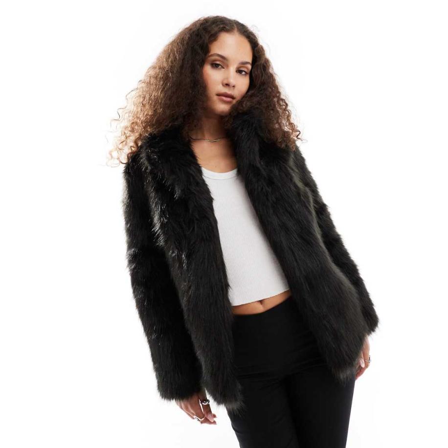 Lioness Jas van imitatiebont in zwart Zwart