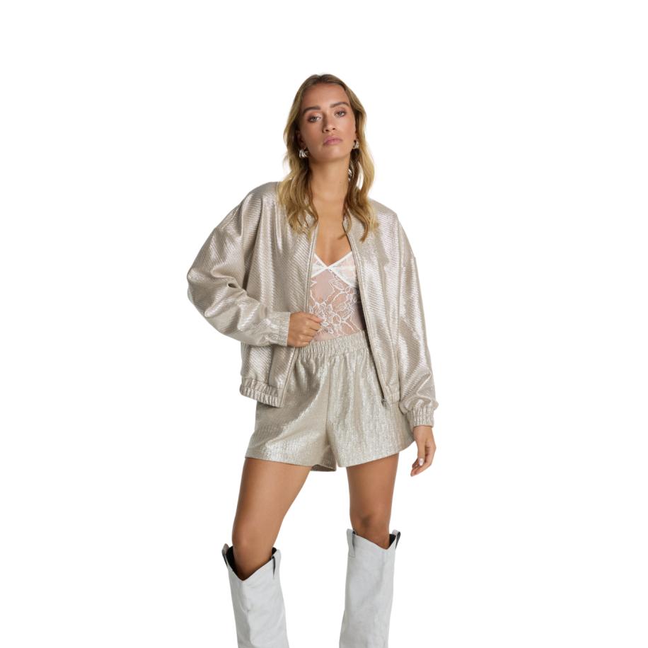 Alix The Label Foil Jas Zilver