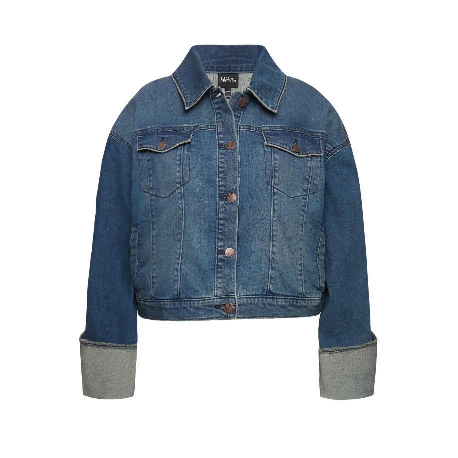 Ulla Popken Ulla Popken Tussenjas blauw denim -