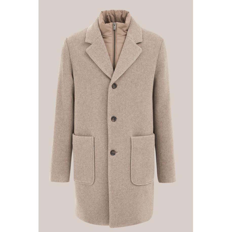 Van Gils heren Regular fit overjas - Regular fit - Beige - wol - Maat: XS Bruin