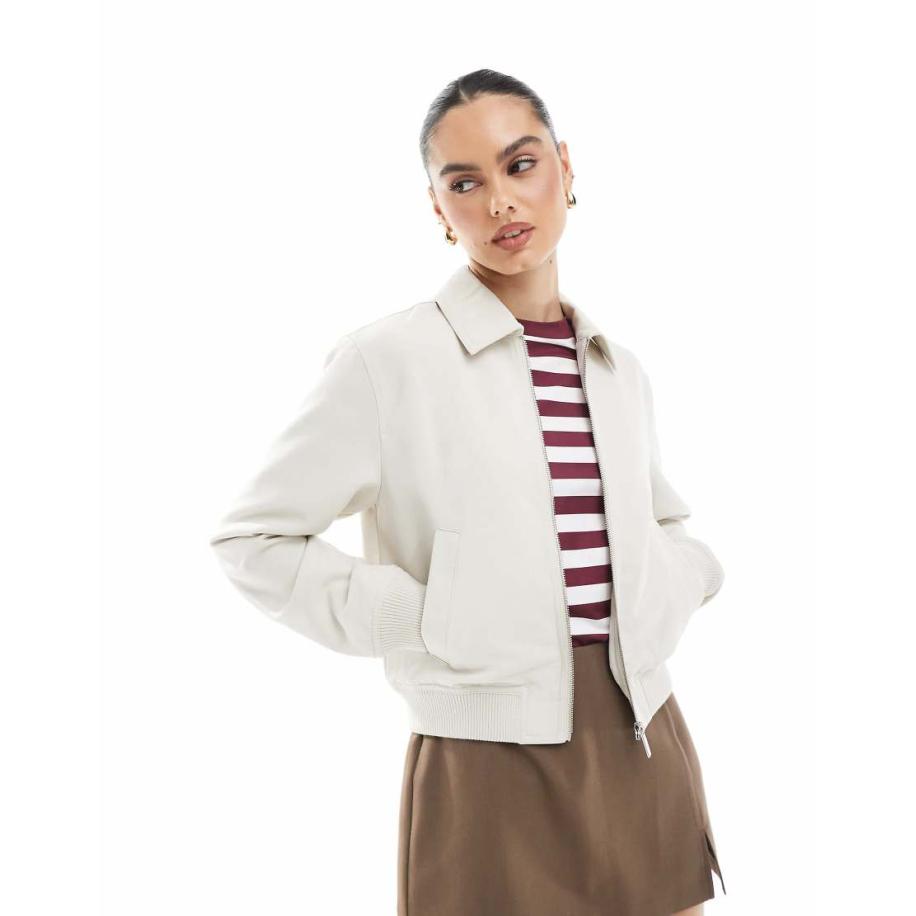 New Look Bomberjack van katoen in stone-Neutraal Multicolor