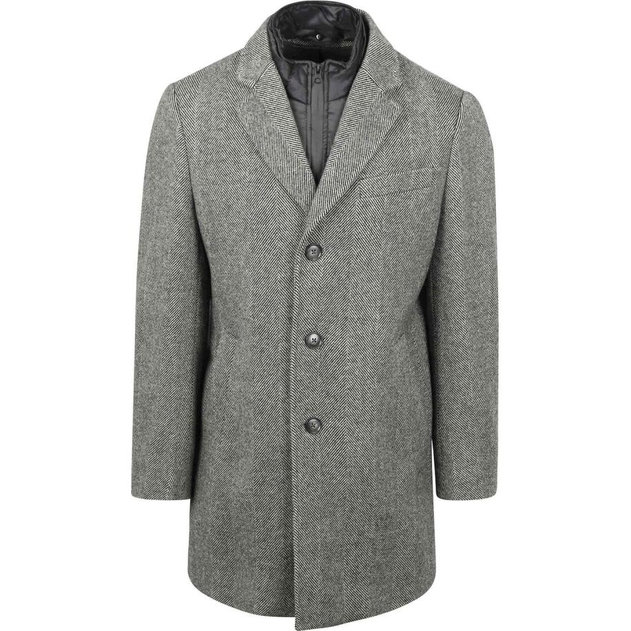 Suitable Coat Wol Pepita Pepper Grey Grijs