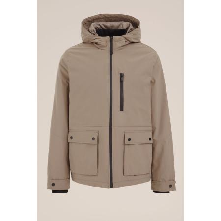 WE Fashion Heren waterafstotend jack met capuchon - Regular fit - Taupe - Maat: L