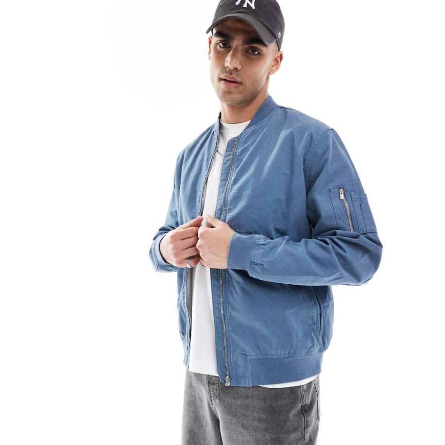 New Look - Bomberjack van canvas in blauw Blauw