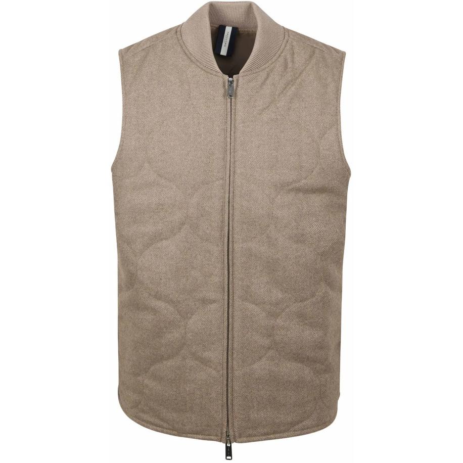 Profuomo Herringbone Bodywarmer Sand Bruin