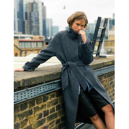 Topshop Jas van keperstof met riem in grijs