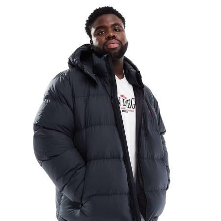 Polo Ralph Lauren Big & Tall - Gewatteerd jack met afneembare capuchon in zwart