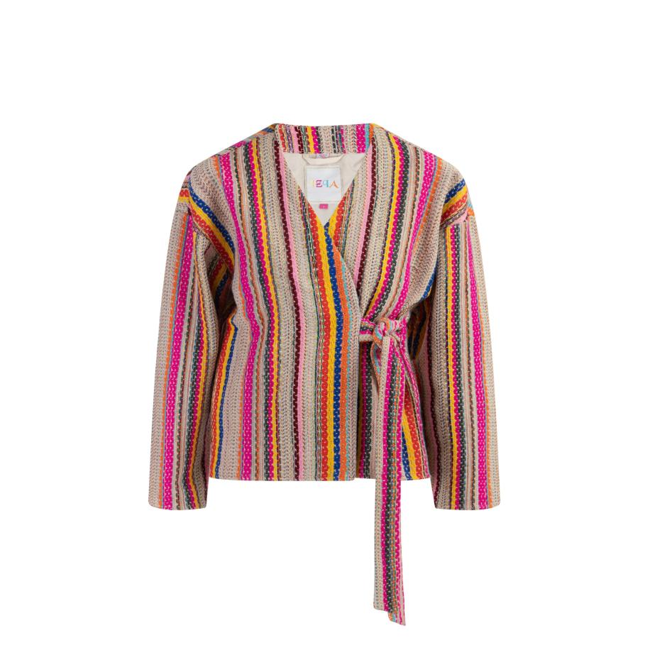 IZIA IZIA Tussenjas donkerbeige / geel / kreeft / pink -