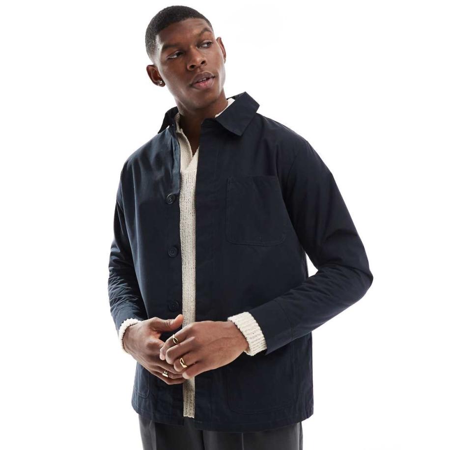 French Connection Gevoerde regenjas met kraag in marineblauw Blauw