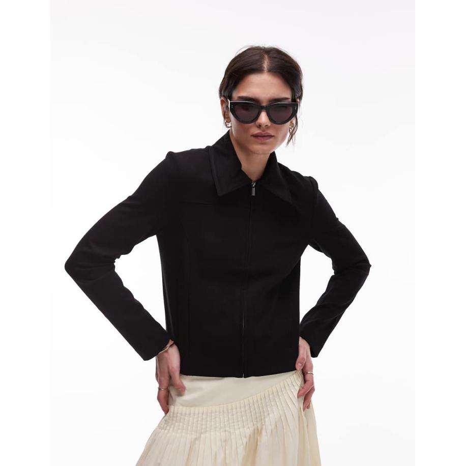 Mango Elegant jack met rits in zwart Zwart