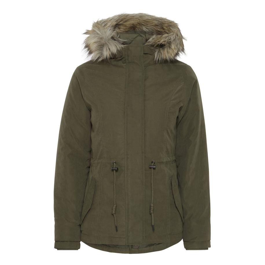 Oxmo Oxmo Winterjas Lona beige / donkergroen -