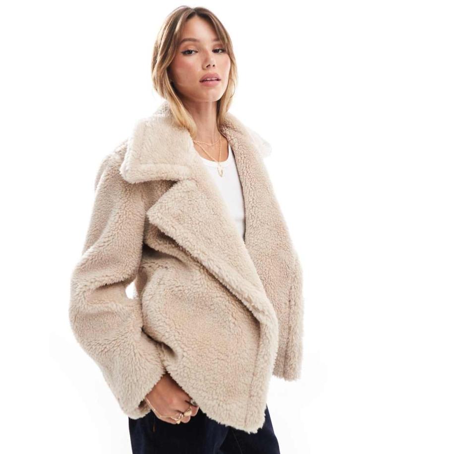 Threadbare Borgjack met kraag in stone-Neutraal Multicolor