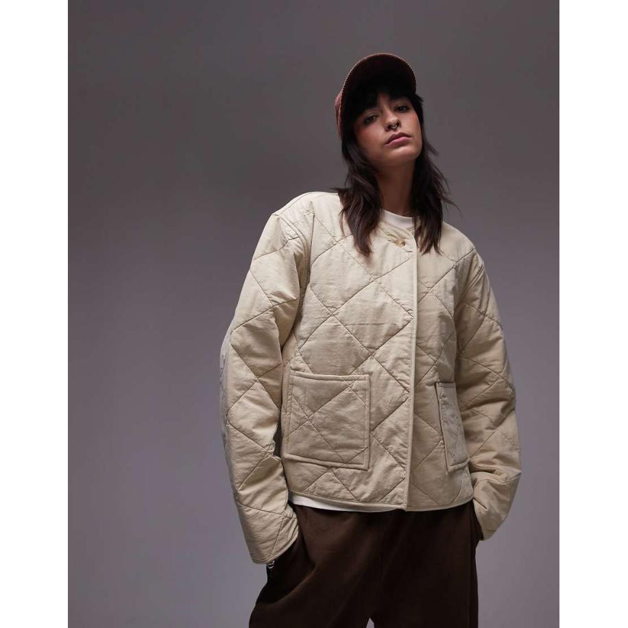 Topshop Gewatteerd dun jack in vaalgeel met wassing Geel