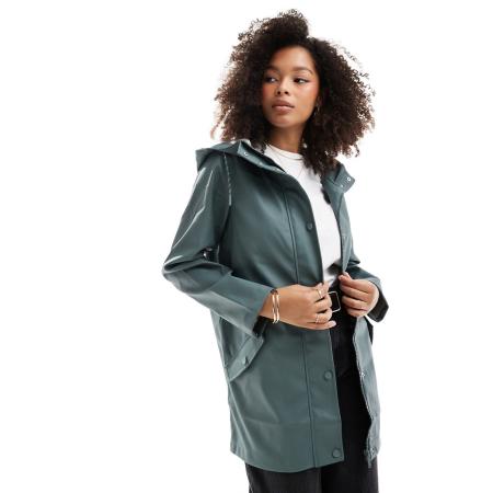 Vero Moda Regenjas met coating en capuchon in groen