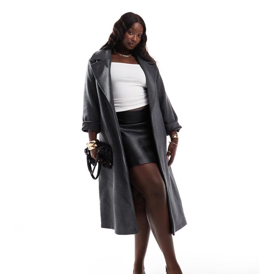 Forever New Curve Oversized jack met overslag in antraciet-Grijs Grijs
