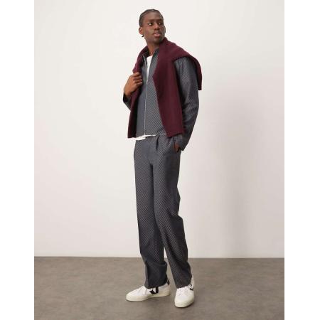 ASOS DESIGN - Net Harrington jack in grijs geruit, deel van co-ord set-Zwart