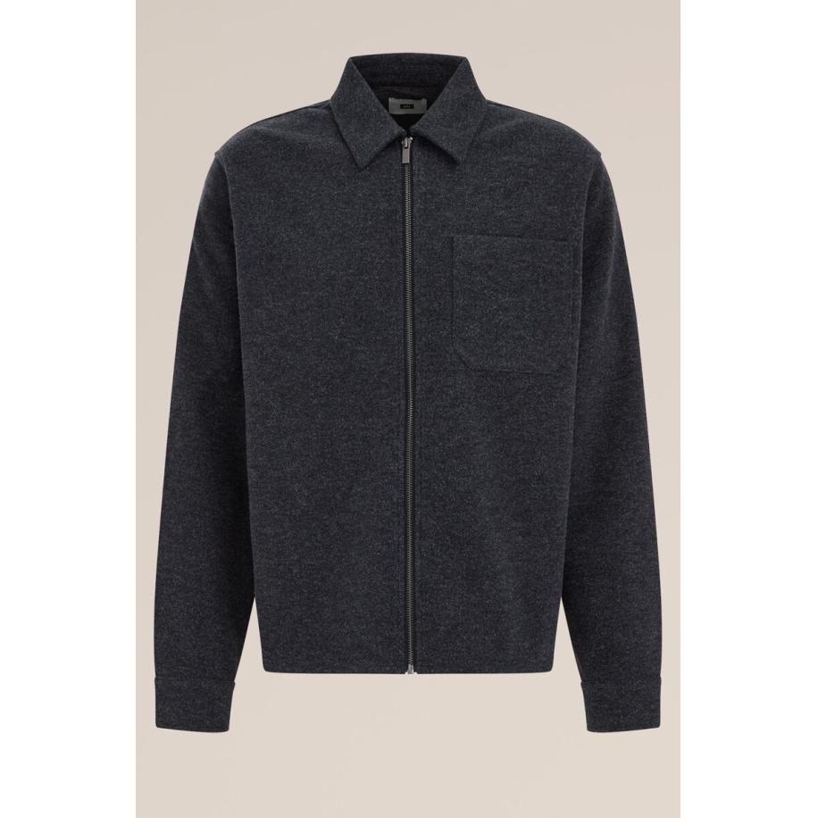 WE Fashion Heren overshirt met wollen look - Regular fit - Donkerblauw - Maat: S Blauw