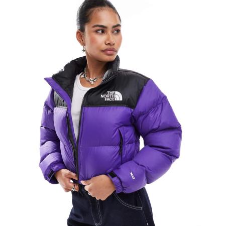 The North Face Retro Nuptse Kort gewatteerd jack in paars