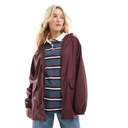 ASOS DESIGN Rubberen regenjas in bordeauxrood