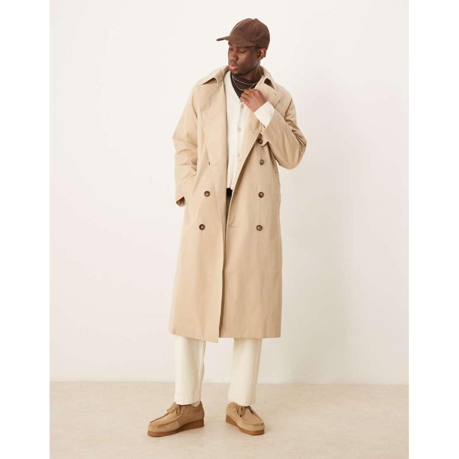ASOS DESIGN - Trenchcoat in kiezelkleur-Neutraal Multicolor