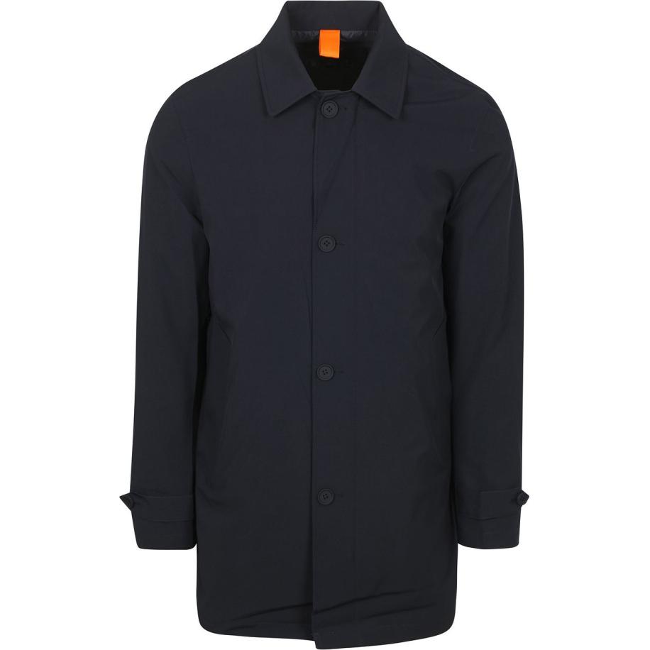 Suitable Packable Jas Long Tech Navy Blauw
