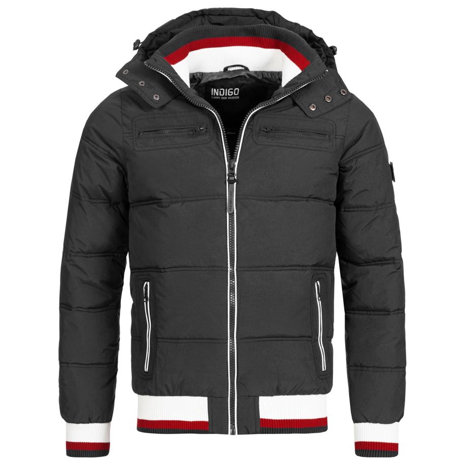 INDICODE JEANS INDICODE JEANS Winterjas Marlon kersrood / zwart / natuurwit -