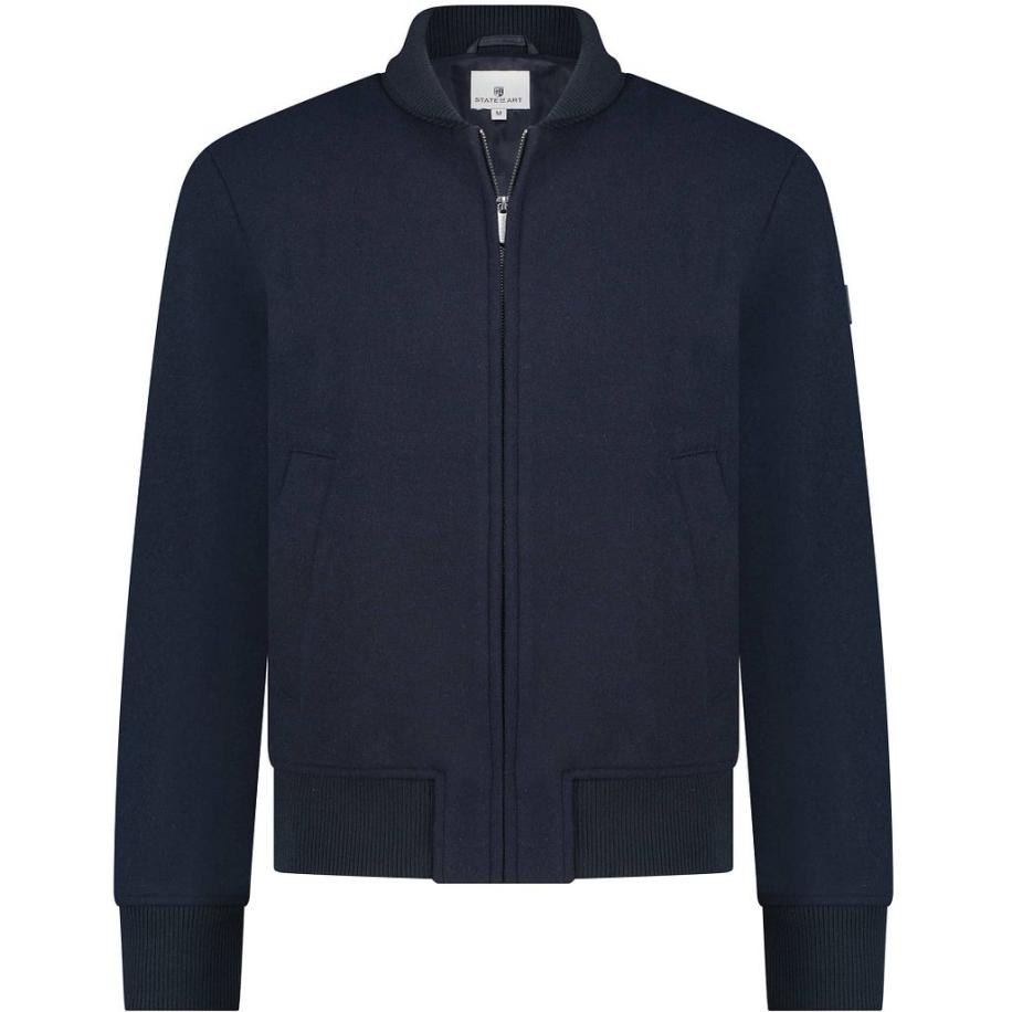 State Of Art Jas Bomber Wol Navy Blauw