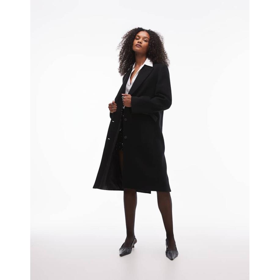 & Other Stories Halflange wollen single breasted jas met zakken met flap in zwart Zwart