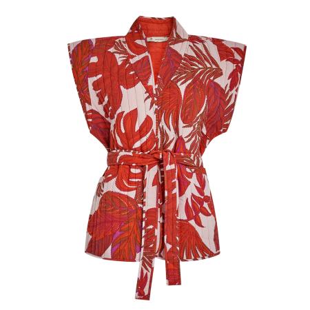 Peppercorn Peppercorn Bodywarmer Tilly olijfgroen / fuchsia / poederroze / oranjerood