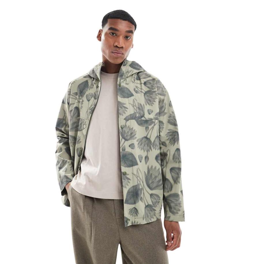 PS Paul Smith - Jack met capuchon en bloemenprint in beige-Neutraal Multicolor