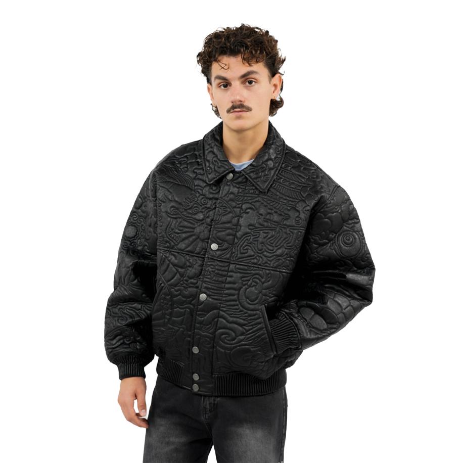 Grimey Sampans Leren Jas Zwart