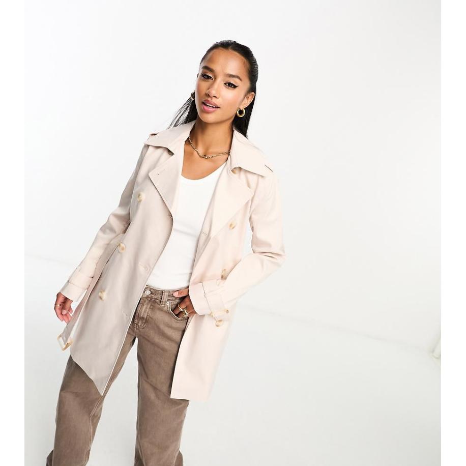 Forever New Petite Trenchcoat met riem in stone-Neutraal Multicolor