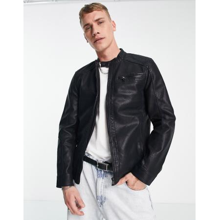 Only & Sons - Racerjack van imitatieleer in zwart