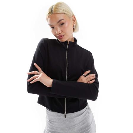 Stradivarius Zacht trainingsjack met ritssluiting in zwart