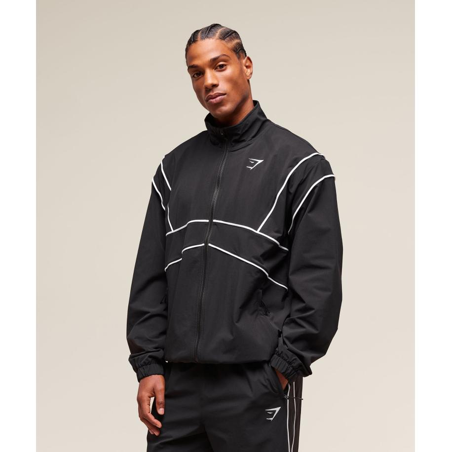 Gymshark Retro Crinkle Track Jacket Black Zwart