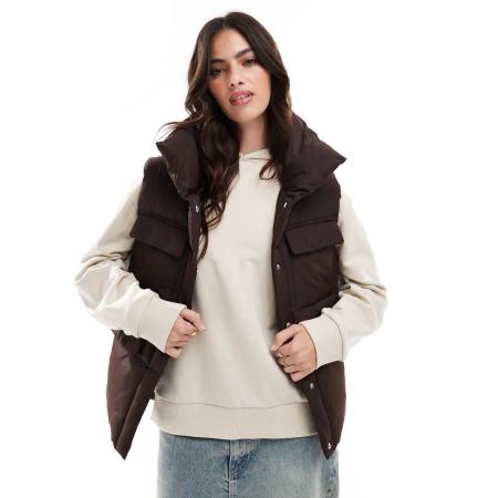 Threadbare Gewatteerde bodywarmer in bruin