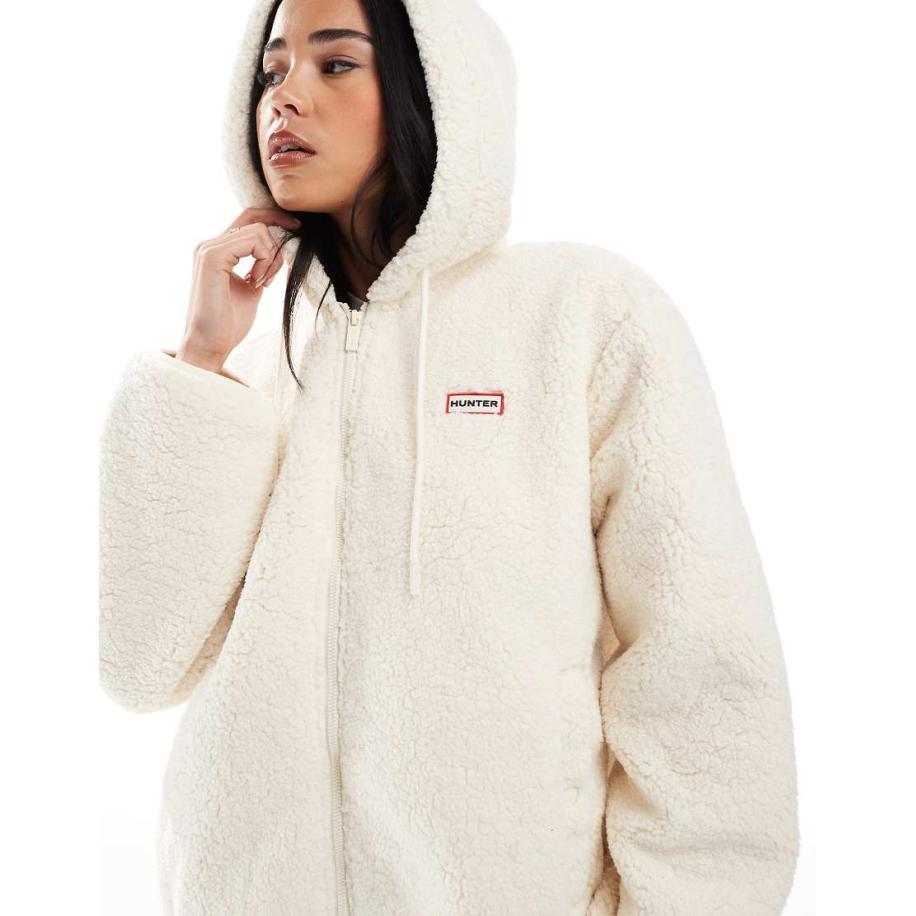 Hunter Bonelle Borgjack met capuchon in crème-Wit Wit