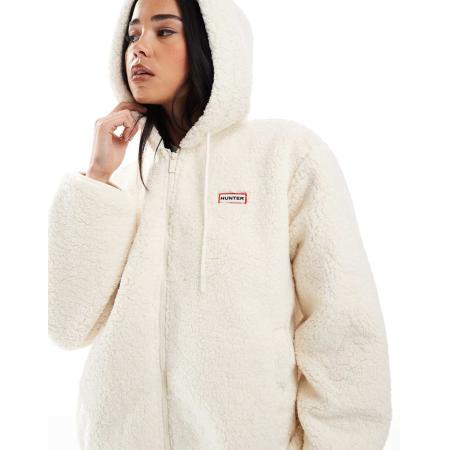 Hunter Bonelle Borgjack met capuchon in crème-Wit