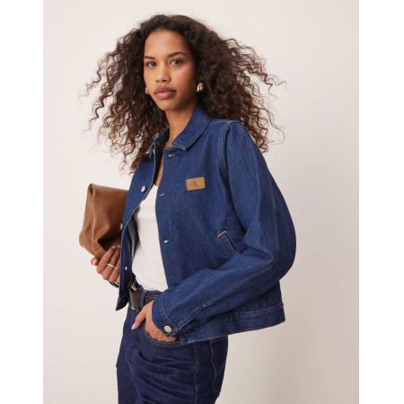 Calvin Klein Jeans Workwear Denim jack in dark rinse-Marineblauw