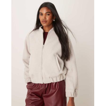New Look Oversized bomberjack met textuur in crème-Wit