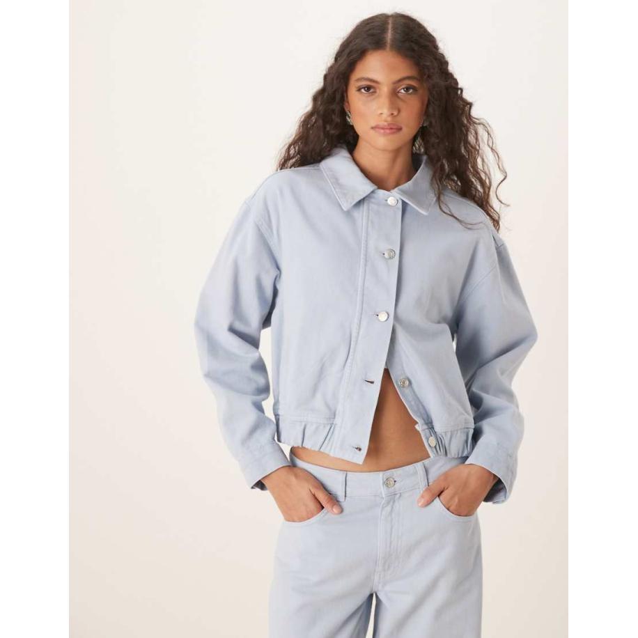 ASOS DESIGN Oversized denim bomberjack in pastelblauw Blauw