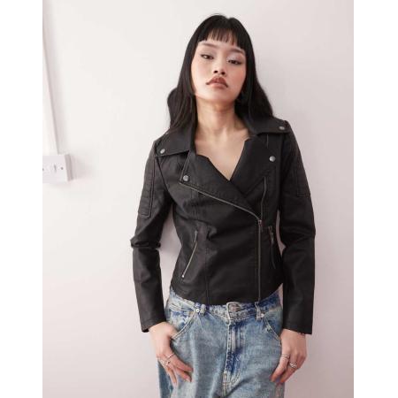 Noisy May Jack met leerlook in zwart