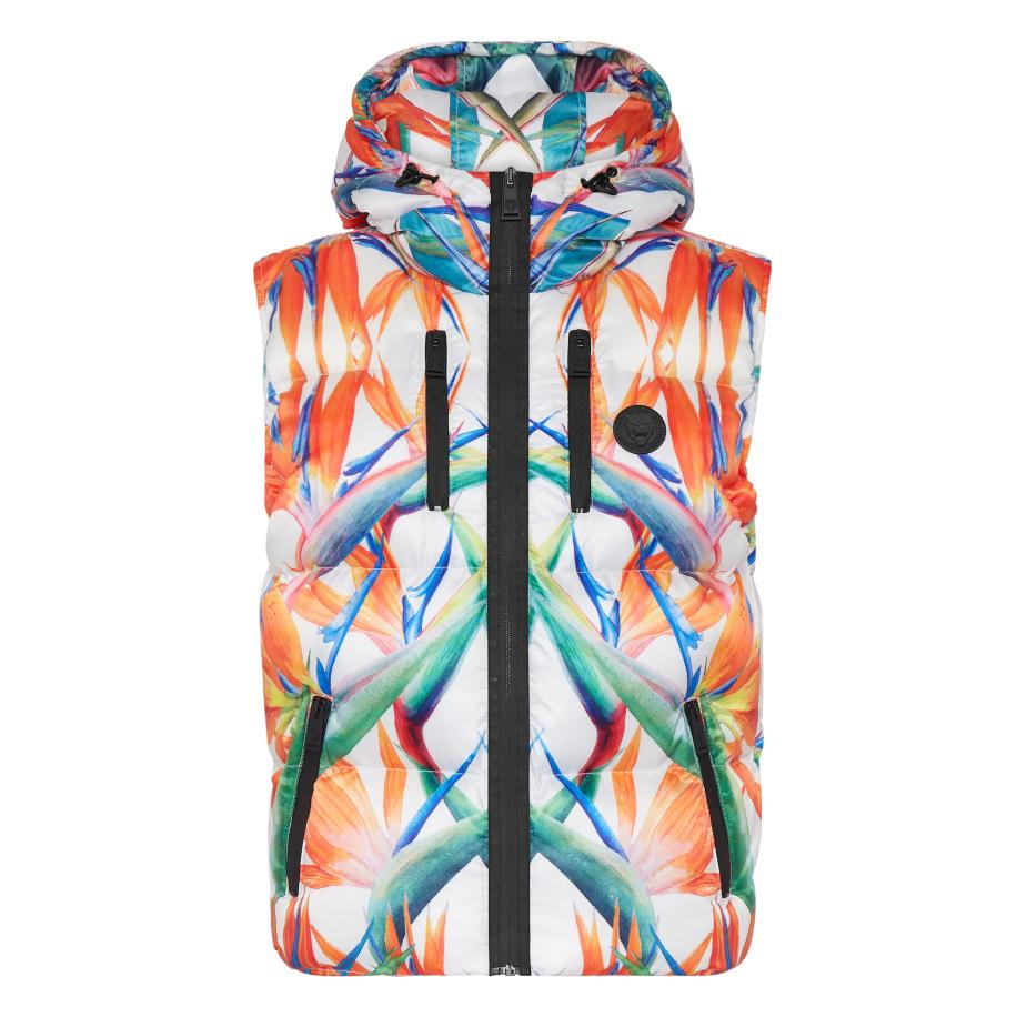 Plein Sport Plein Sport Bodywarmer Flowers blauw / oranje / zwart / wit -