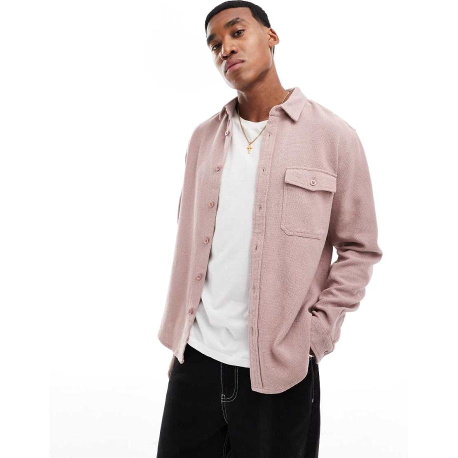 ASOS DESIGN - Oxford overshirt van zware stof in oudroze Roze