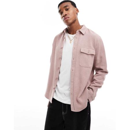 ASOS DESIGN - Oxford overshirt van zware stof in oudroze